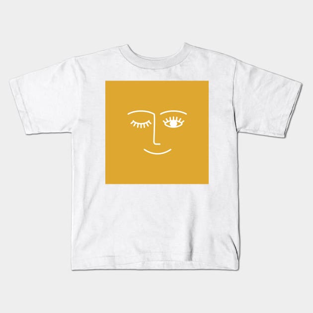 Wink (Yellow) Kids T-Shirt by summer-sun-art